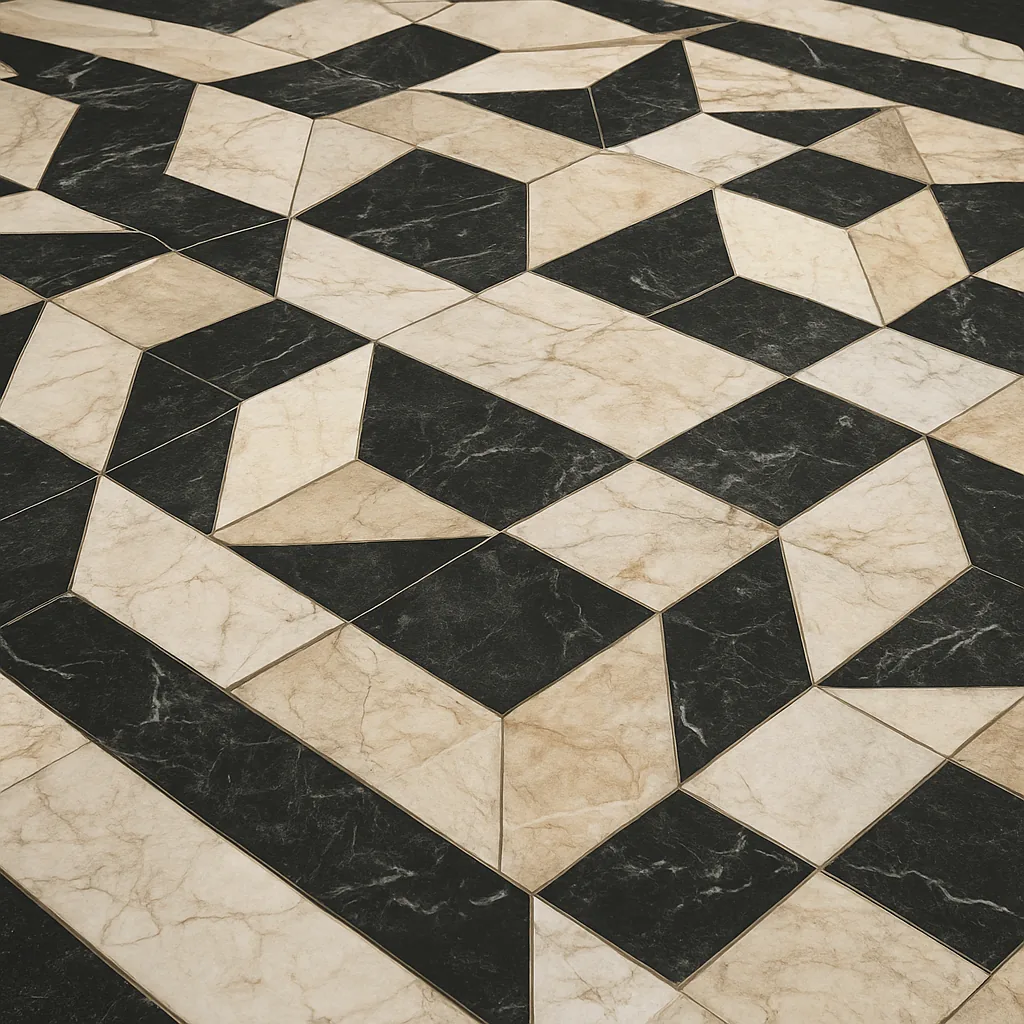 Kolekcja Tarsia — włoska powierzchnia premium, Nero · Avorio · Bianco Dolomiti
