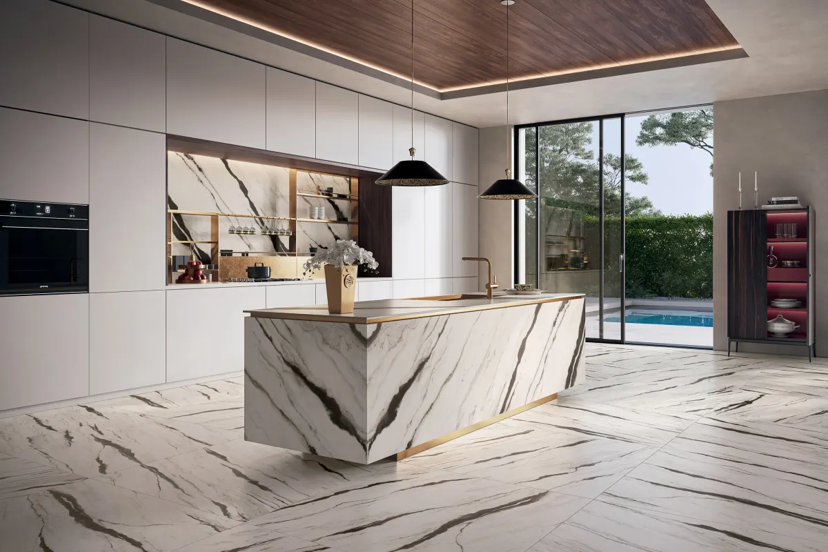 Kolekcja MaximVS — włoska powierzchnia premium, Statuario White · Calacatta Bright · Black & Gold